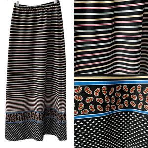 Vintage 70s striped tribal boho A-line pull on maxi skirt size small XS/S